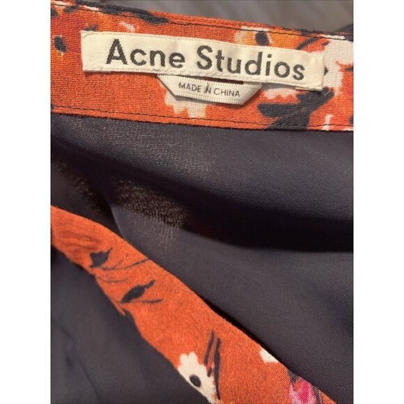 Acne Studios Authentic Hamni Black Floral Knee Length Skirt FR 38 US 6 Small - Picture 6 of 8